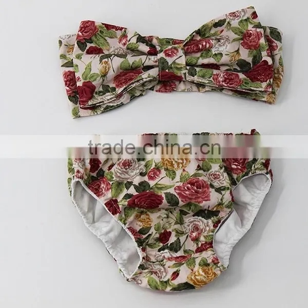 Summer Beach Clothes Set Pretty Girl Bikini Swim Wear Floral Print Fabric Wholesale China Factory photo-4