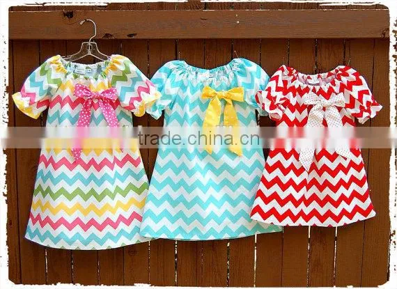 Christmas Clothes Baby Girl Frock Red And White Chevron Dress photo-6