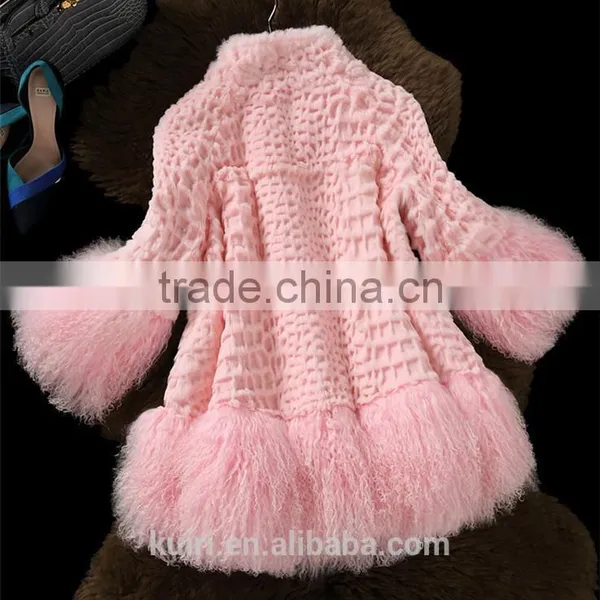 New Real Rabbit Fur Coat 2016 Fashion Autumn Winter Women Fur Coat Jackets Slim Medium Tassel Fur Coat photo-5