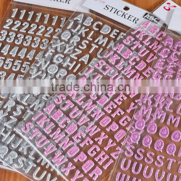 Custom Cheap Adhesive Sticker Alphabet / Number Shape Glitter Sticker Children DIY Sticker photo-2