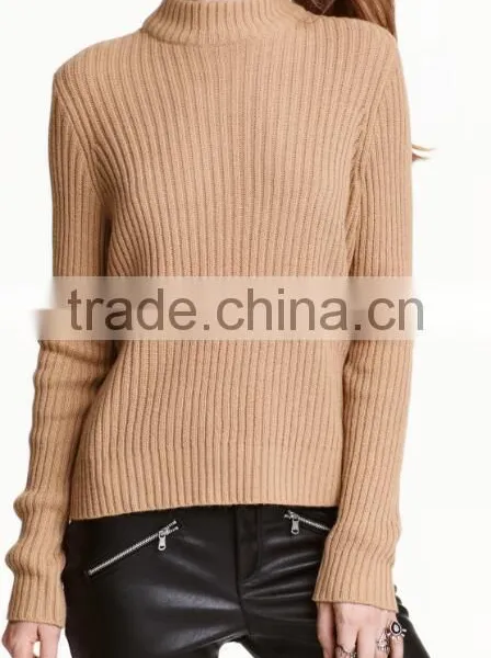 Slim Fitted Tightly Knitted Blank Design Medium High Neck Women Knitwear photo-2