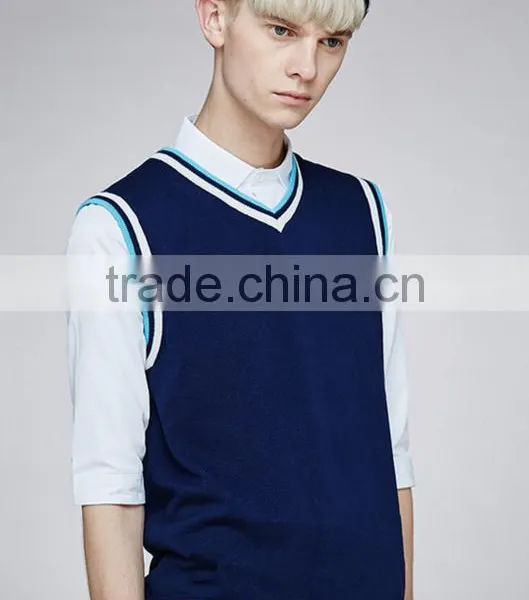 Custom Wholesale Mens Basic Design V-neck School Uniform Sweater Vest for Sale photo-5