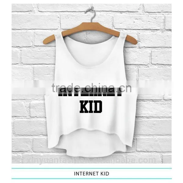 Fashion Girls 3D Design Sleeveless Sports Gym Irregular Tank Top With Pattern For Women photo-4