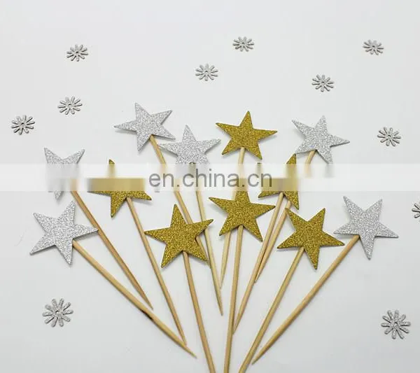 Colorful Stars Cupcake Topper Birthday Party Wedding Cake Decorations photo-2
