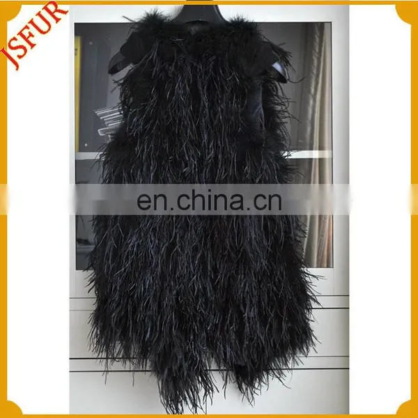 2015 Black Ostrich Feather Vest Women's Fur Vest With Real Ostrich Feather photo-2