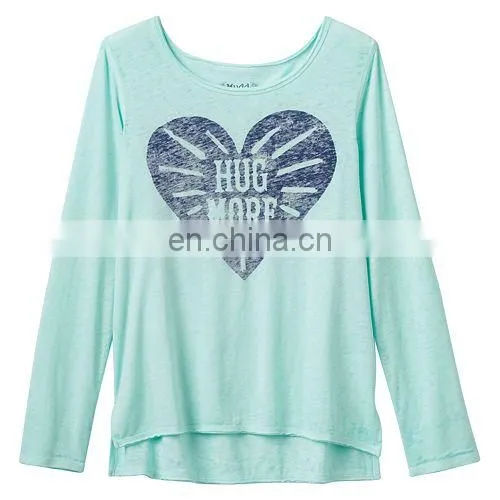 Children Latest Dress Style, Girls 7- 16 High-Low Long Sleeve Graphic Design Tee photo-2