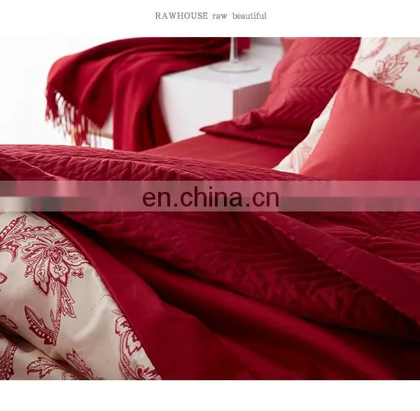 RAWHOUSE Wedding Wine Red 3pcs 100 Cotton House Quilt photo-2