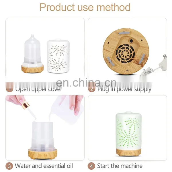 Ultrasonic Diffuser For Essential Oil White Ceramic Aromatherapy Diffuser 7 Color Changing Light photo-5