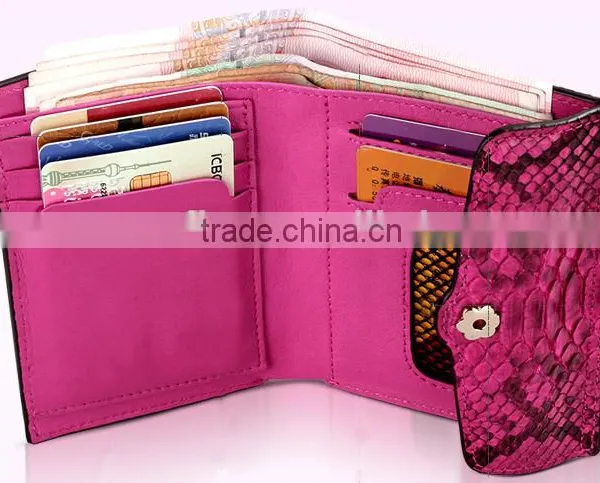 Short Style Color Rare Python Skin Leather Wallet Smart Multifunction Card Holder Two Folder Purse for Women photo-2