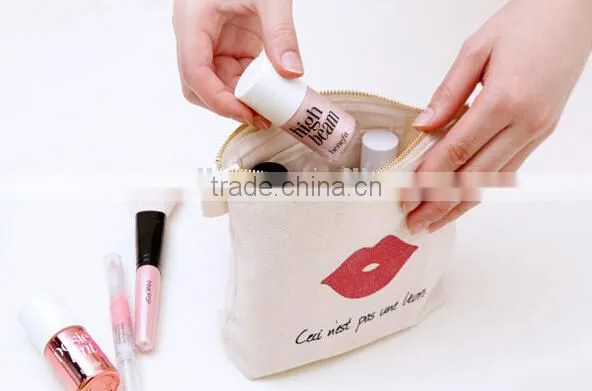 Wholesale Zipper Storage Canvas Makeup Bag Beauty Case Cosmetic Coin Purse For Women photo-5