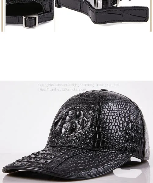 Leather Hats Men's Trendy Peaked Caps Autumn And Winter Crocodile Leather Outdoor Shade Fashion Baseball Caps Travel Sun Protection Caps photo-4