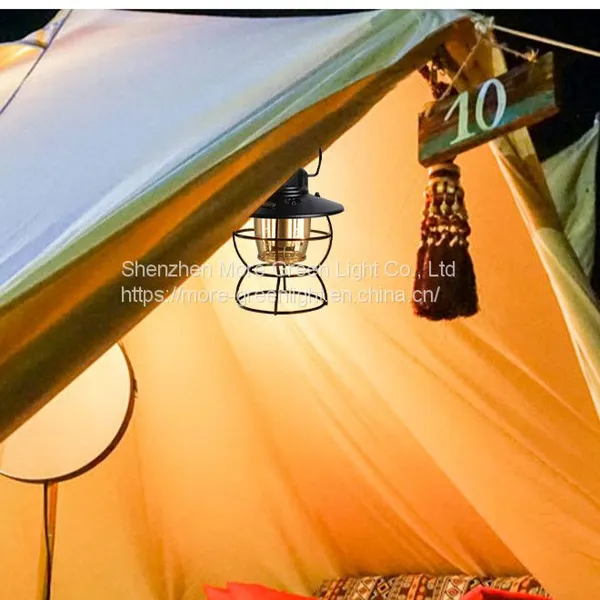 Camping Lanternes Rechargeable Power Bank Dimmable Stepless Vintage Camping Lightings Camping Lamp photo-3