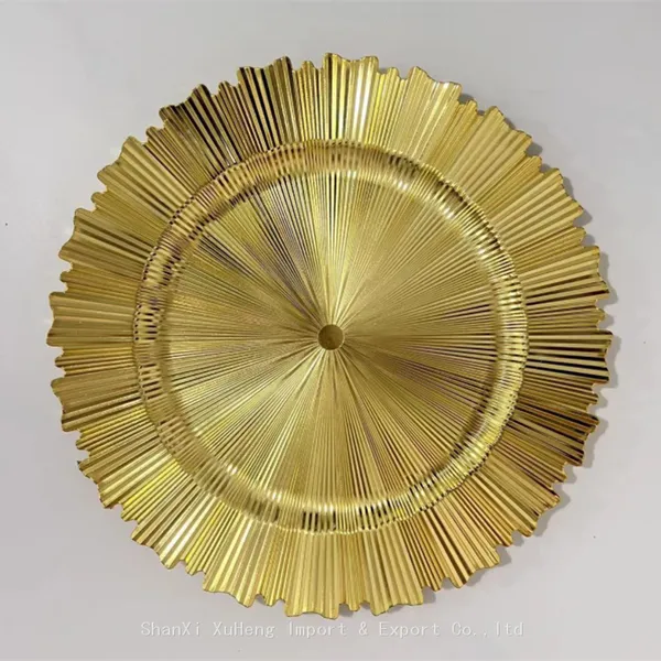 13 Inches Gold Charger Plates Plastic Modern Charger Plates for Wedding Event Decoration photo-3