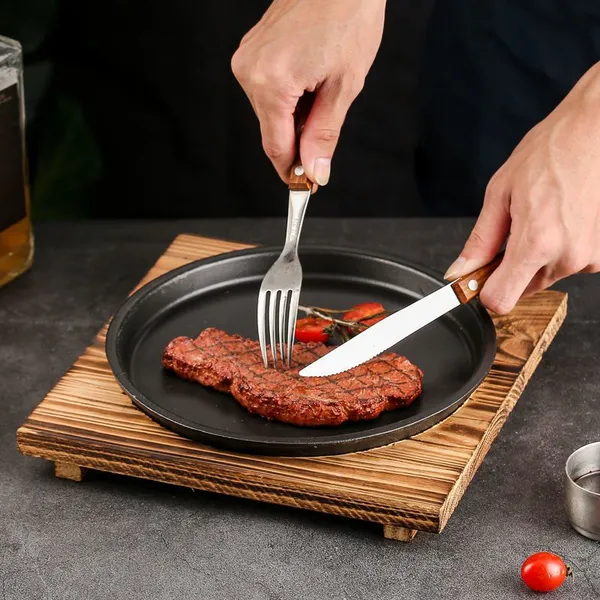 Factory Direct Cast Iron Baking Plate Round Steak Western Food Teppanyaki Rice Gas Induction Cooker Commercial Teppanyaki photo-3