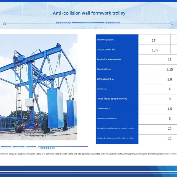 Mobile Anti-collision Wall Formwork Installation Trolley With Electric Hoist for Bridge Construction photo-2