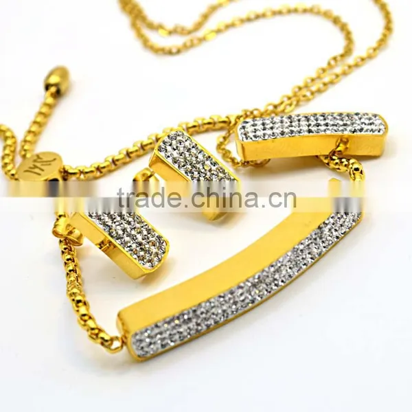 Fashion Jewelry With Diamonds Rectangle Shape Dubai Gold Jewelry Set photo-3