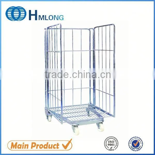 Moveable Warehouse Storage Metal Wire Mesh Trolley