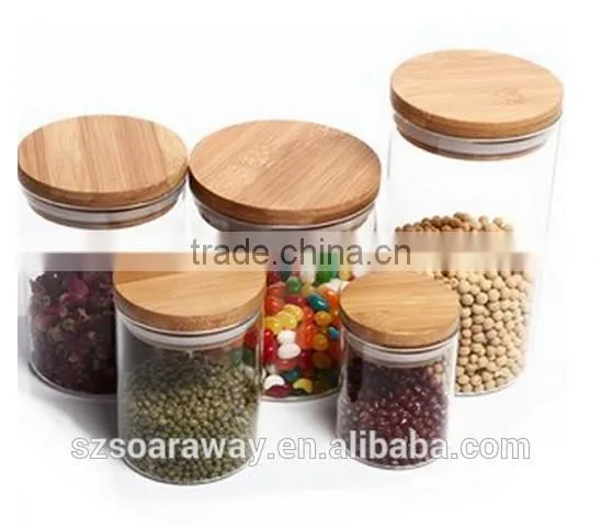 Coarse Cereals Glass Jar for Wholesale Wood Cap Stopper photo-2