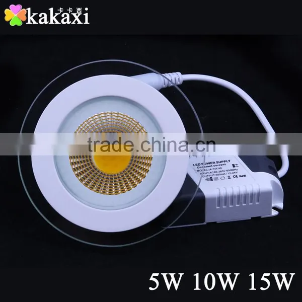 Dimmable 5W 10W 15W COB LED Panel Light Round Glass LED Ceiling Lamp photo-2