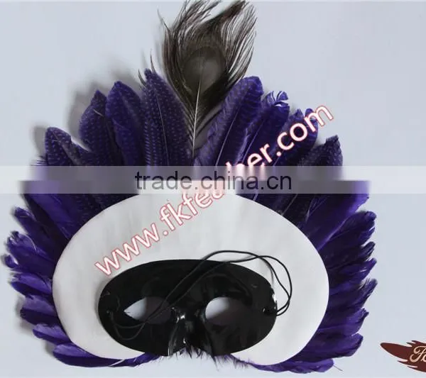 Natural Craft Purple Spot Feather Mask Halloween Decorations photo-5