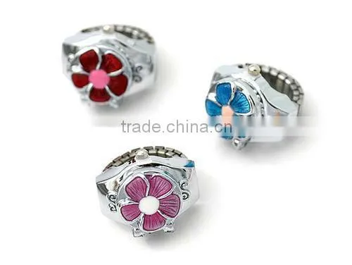 Fashion Flower Shape Finger Ring Watch for Women