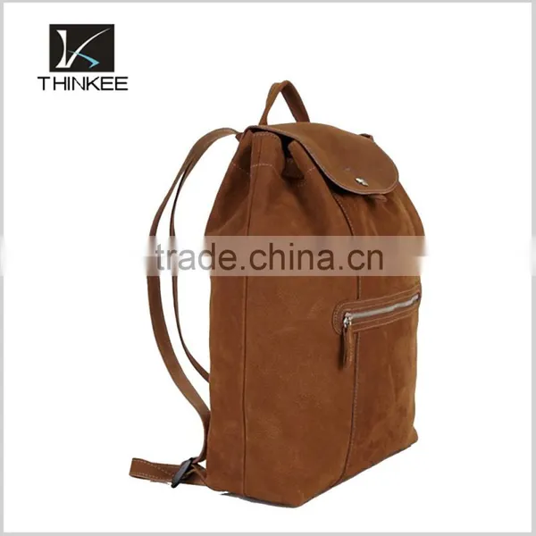 Khaki Canvas Rucksack Fashionable Girls Backpack photo-2