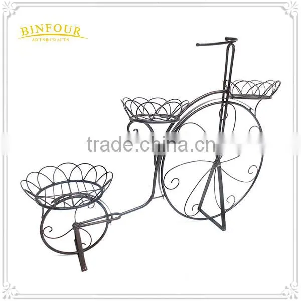 Garden Bicycle Flower Pot Planter Basket Sculpture Iron Metal Flower Stand photo-4