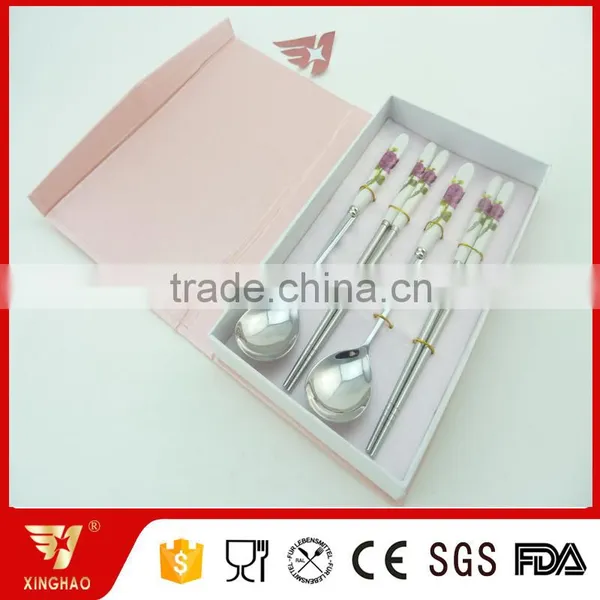 4 Pcs Dinnerware Set With Classic Chinese Flower Pattern Pocelain Handle photo-2