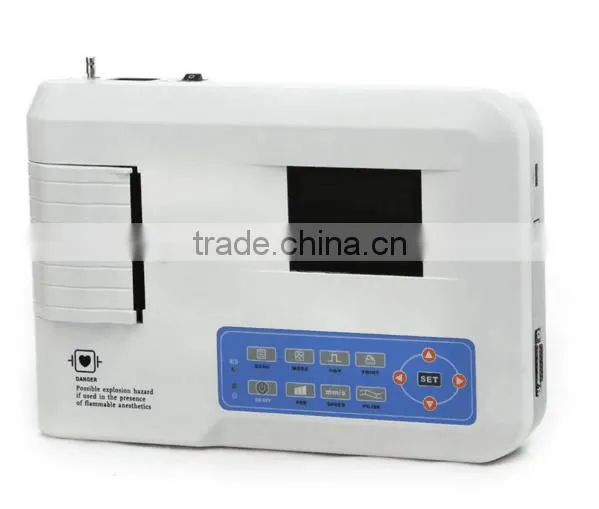 CE Mark Resting 3 Channel ECG Machine With PC Software 3.5 Inch Color LCD Digital Electrocardiograph