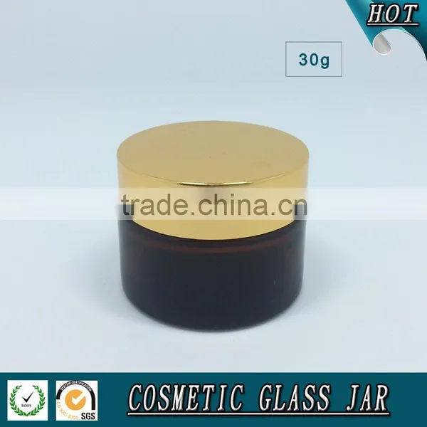 30ml Amber Cosmetics Glass Cream Jar With Aluminum Lids Quality Choice photo-2