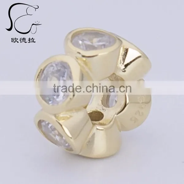 Pave Diamond Round Silver Multi Sapphire Spacer Bead Finding photo-2