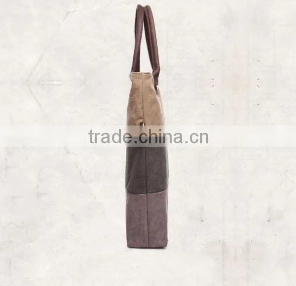 Hot Sale High Quality Fashion Cheap Standard Size Canvas Tote Bag Leather Handle GW835 photo-2