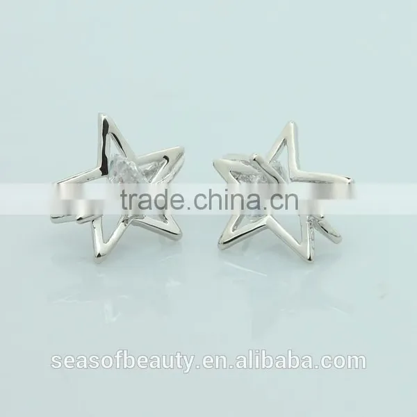 Decorative Ear Stud Metal Silver Star Fashionable Design Ear Studs photo-6