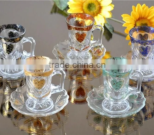 Printed Decal Tea Coffee Small Glass Cup and Saucer photo-2