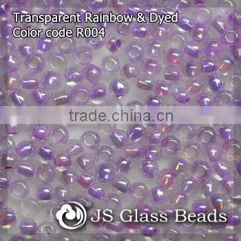 High Quality Fashion JS Glass Seed Beads - R004# Rainbow Dyed Purple Transparent Rocailles Beads For Garment & Jewelry