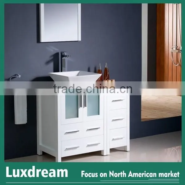 Espresso Matte Surface Bath Cabinets With Ceramic Vessel Basin
