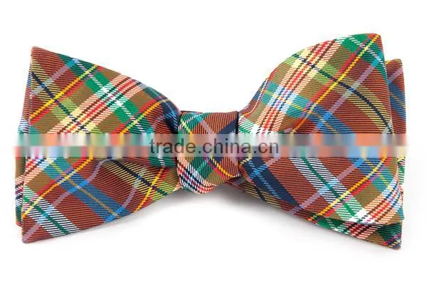 2016 Latest Fashion Custom Made Plaid Self-tie Woven Silk Mens Bow Tie photo-3