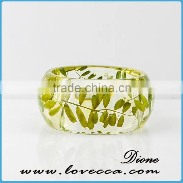 Very Beautiful Green Flowers Resin Bracelet /Dired Flower Resin Bangle photo-6