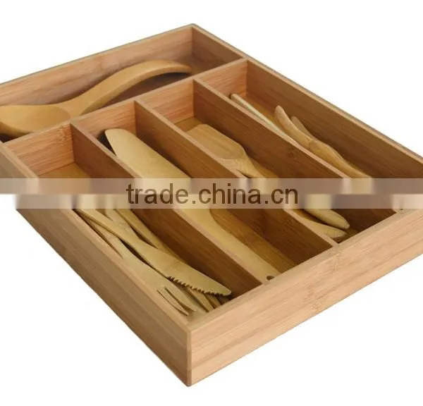 Cutlery Drawer Organizer - ---Durable Wood/ Bamboo Cutlery Tray photo-3