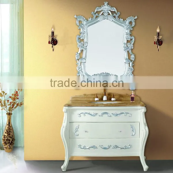 WTS-1466 Vintage Bathroom Design Luxury Wood Bathroom Furniture in White photo-4
