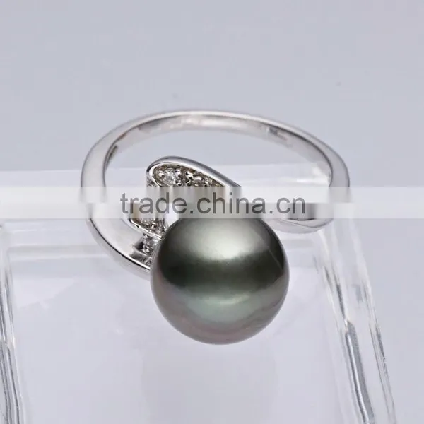 Wholesale Cheap Promotional 925 Woman Black Pearl Ring photo-4