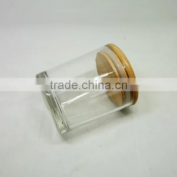 Clear Round Glass Candle Jars Candle Holders With Bamboo Lid photo-4
