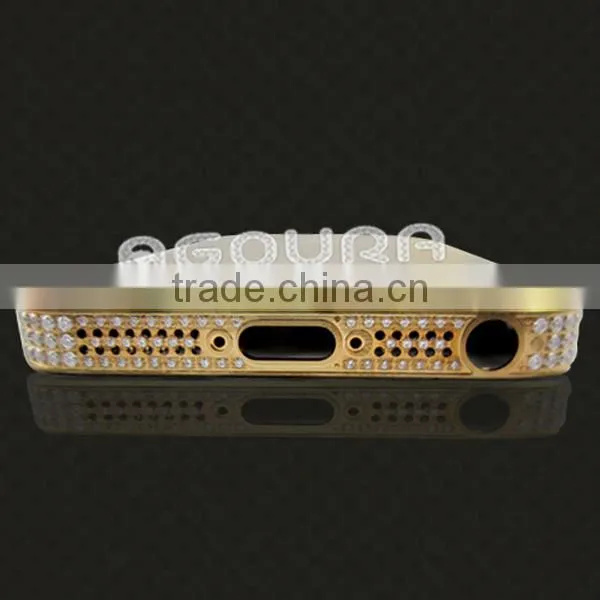 Luxury Matte Gold Mobile Phone Black Housing, Metal Housing Encrusted With Diamond for IPhone 5 5S photo-6