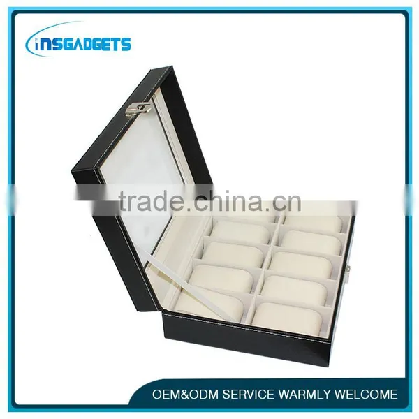 10 Grid Watch Display Storage Case Jewelry Collection Organizer Leather Box photo-3