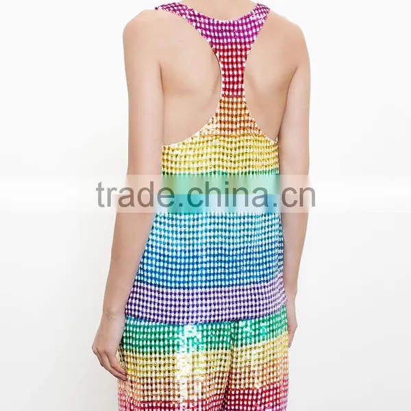 Sequins Fancy Racer Back Tank Tops for Girls photo-3