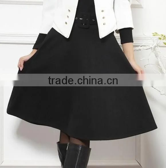 New Arrival Autumn Winter Wool Skirt for Women Long Skirt High Waist Pleated Skirts Women photo-6