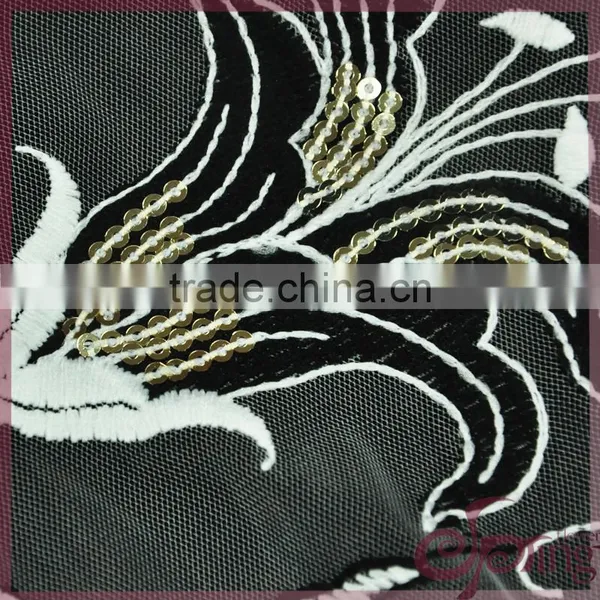 Lily Embroidered Mesh Swiss Lace Fabric, Sequin Bridal Lace Fabrics for Dress photo-6