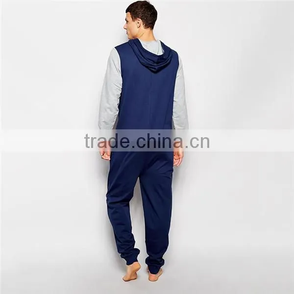 PA0041A Plain Adult Onesie Jumpsuit With Contrast Sleeve and Tipped Rib photo-2