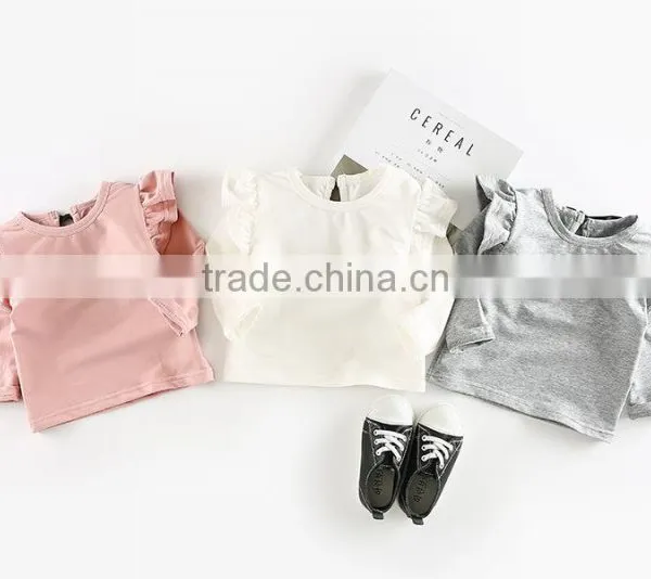 5pcs/lot New Girls T-shirts Flying Sleeve Cotton Bow Toddler Kids Girl Tee Baby Infant Tops photo-4