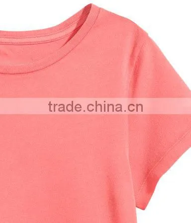 2017 High Quality Fashion Women Cotton T Shirt Round Neck OEM Service Machine Wash Bulk Clothing photo-3